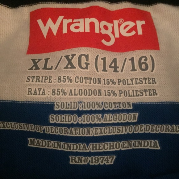 Boys’ Wrangler Striped Long Sleeve Polo Shirt - Picture 2 of 2